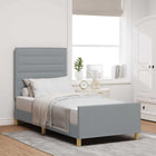 Bedframe lichtgrijs 90x200 cm stof