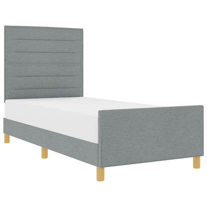 Bedframe met hoofdeinde Lichtgrijs 90 x 200 cm Stof