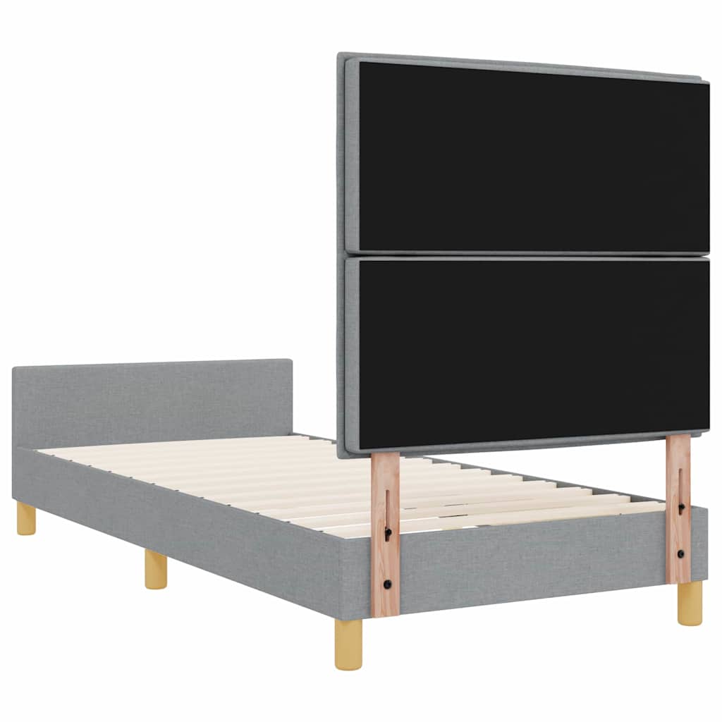 Bedframe met hoofdeinde Lichtgrijs 90 x 200 cm Stof