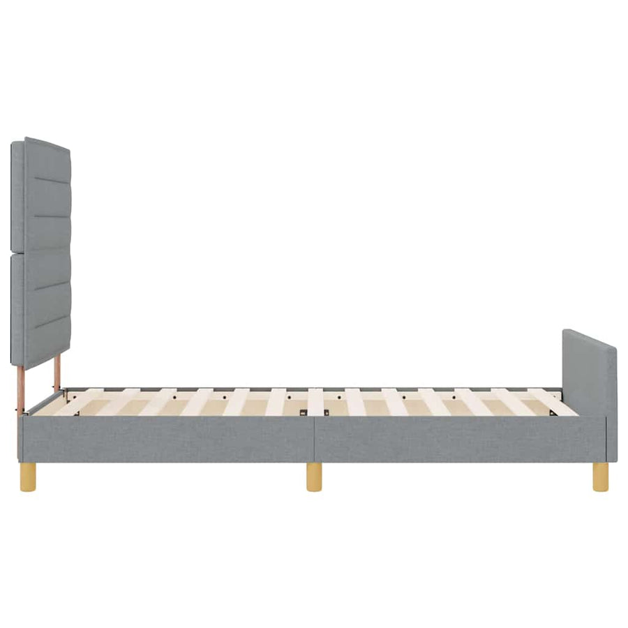 Bedframe met hoofdeinde Lichtgrijs 90 x 200 cm Stof