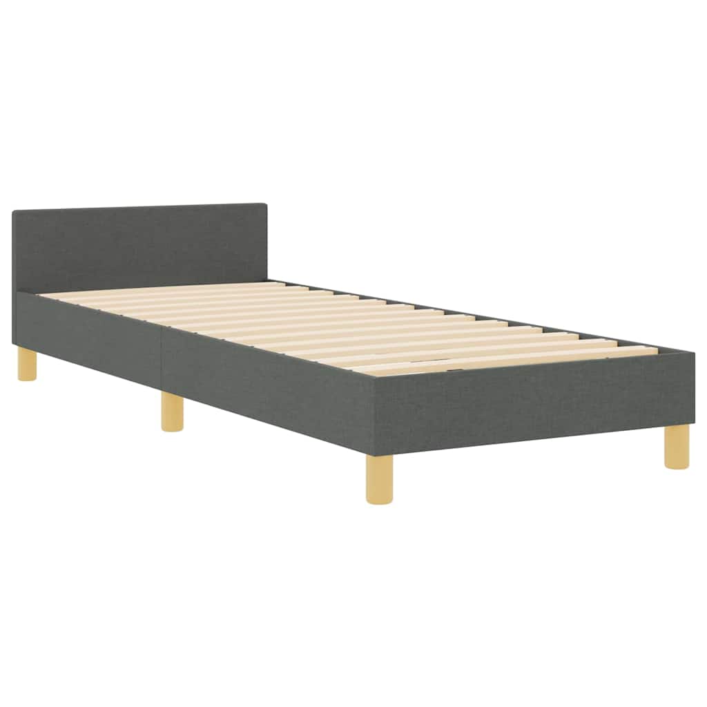 Bedframe met hoofdeinde Donkergrijs 90 x 200 cm Stof