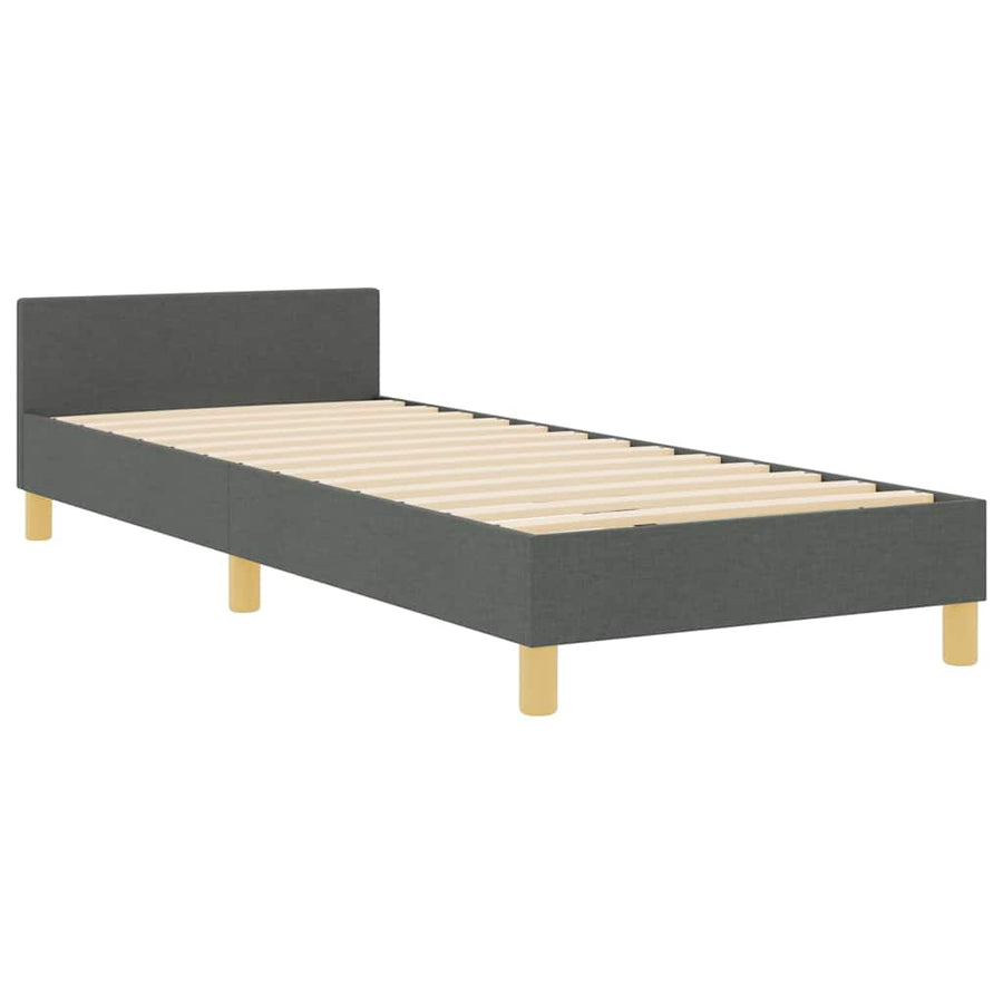 Bedframe met hoofdeinde Donkergrijs 90 x 200 cm Stof
