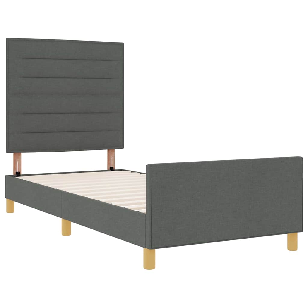Bedframe met hoofdeinde Donkergrijs 90 x 200 cm Stof