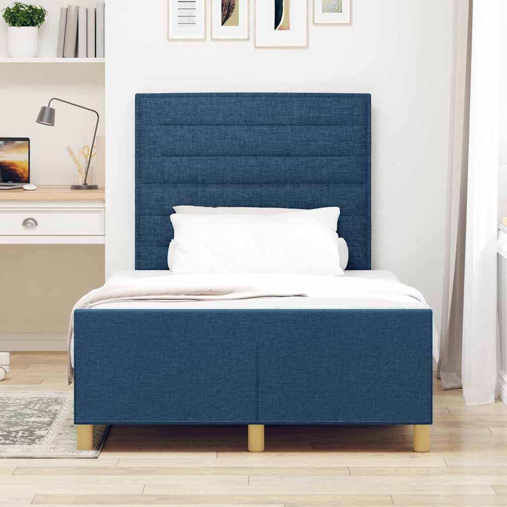 Bedframe met hoofdeinde Blauw 120 x 200 cm Stof