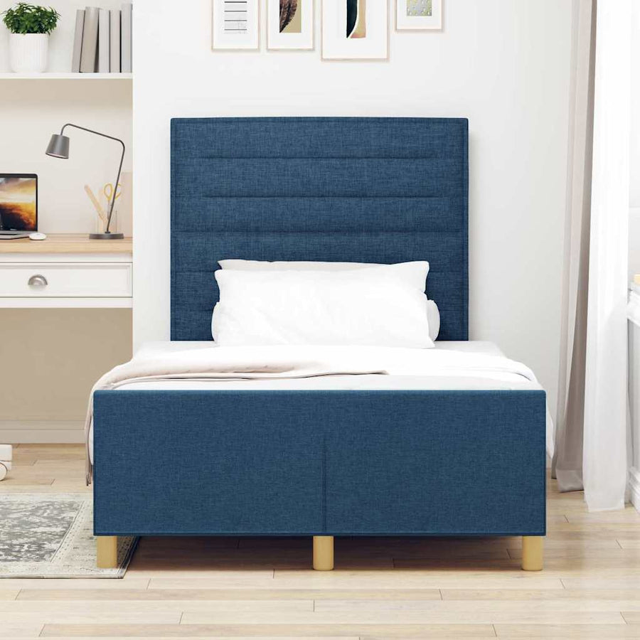 Bedframe met hoofdeinde Blauw 120 x 200 cm Stof