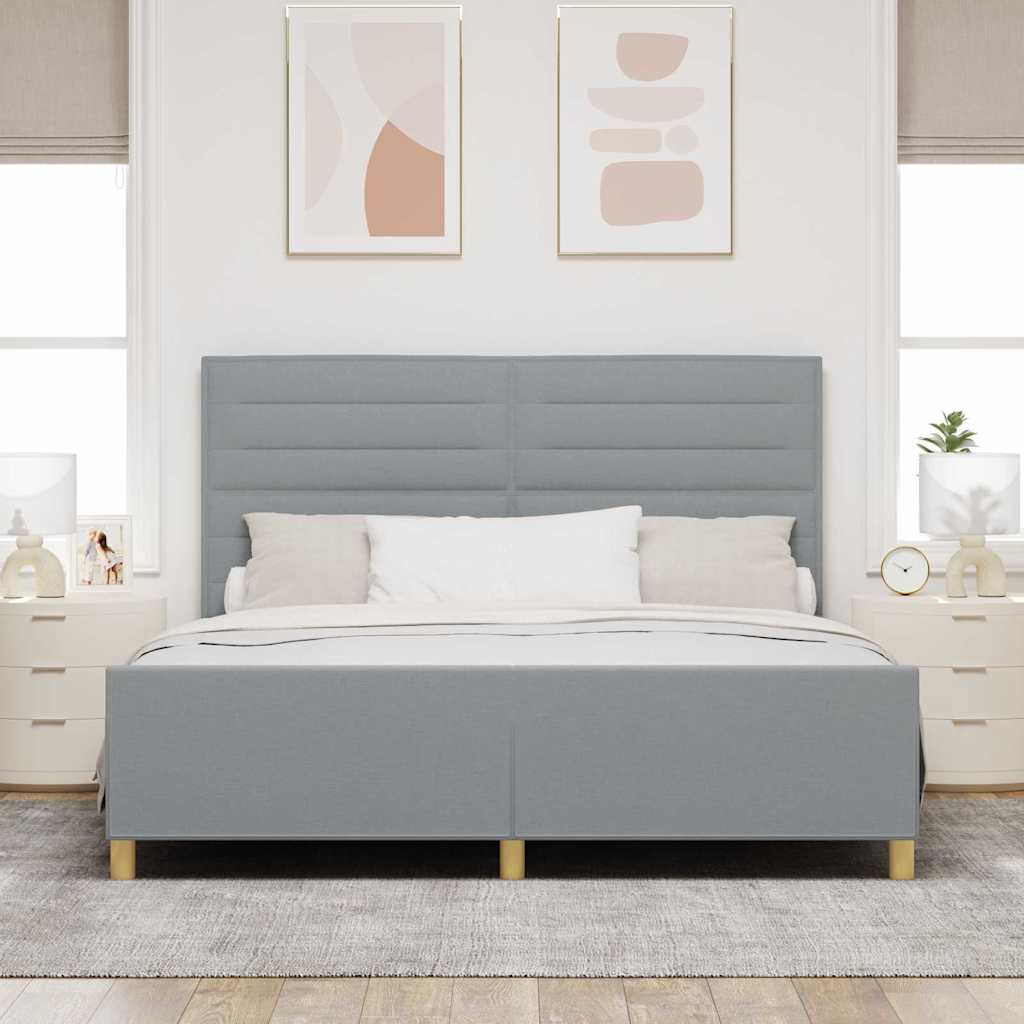 Bedframe met hoofdeinde Lichtgrijs 180 x 200 cm Stof