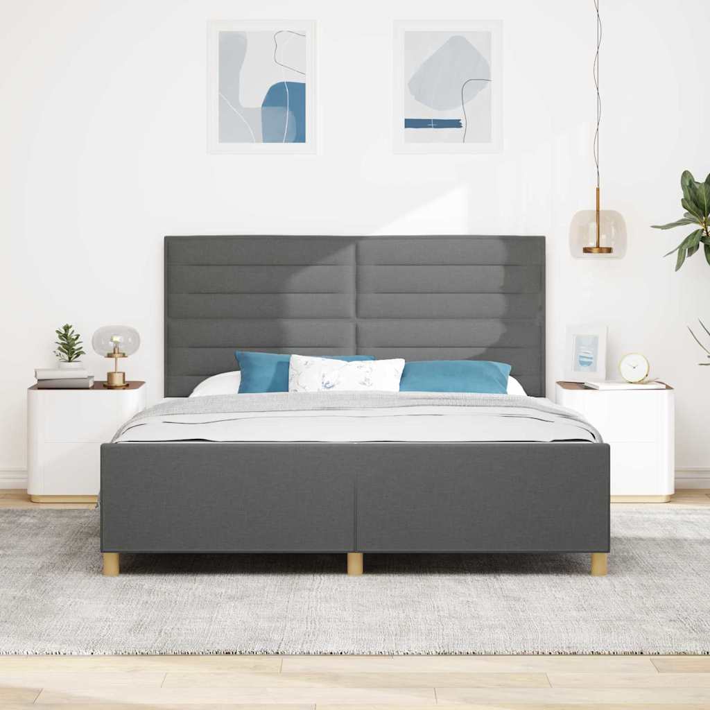 Bedframe met hoofdeinde Donkergrijs 180 x 200 cm Stof