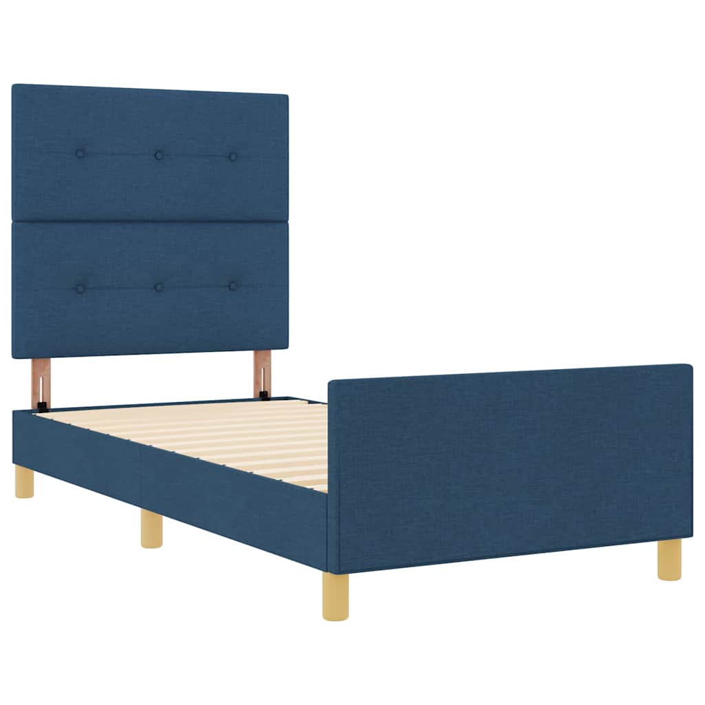 Bedframe met hoofdeinde Blauw 90 x 190 cm Stof