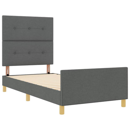 Bedframe met hoofdeinde Donkergrijs 90 x 200 cm Stof