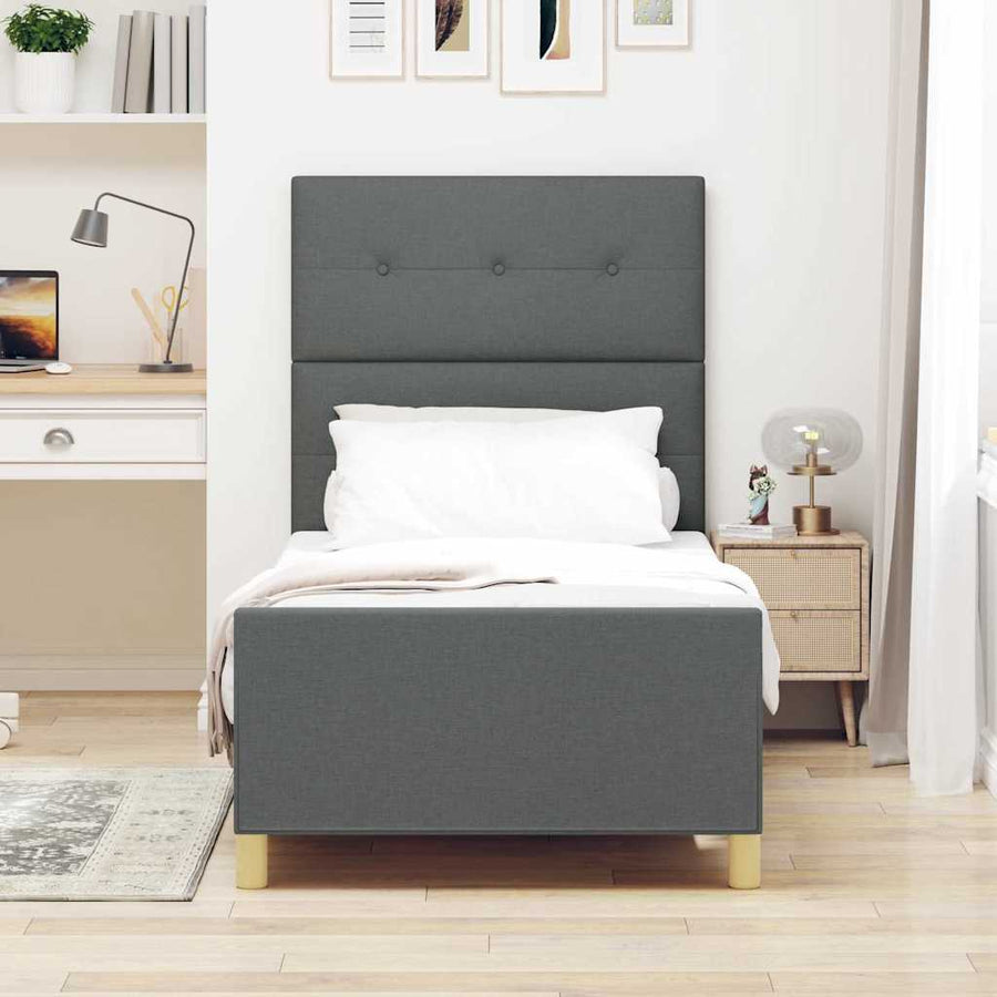 Bedframe met hoofdeinde Donkergrijs 100 x 200 cm Stof