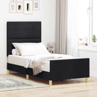 Bedframe 100x200 cm stof zwart met hoofdeinde