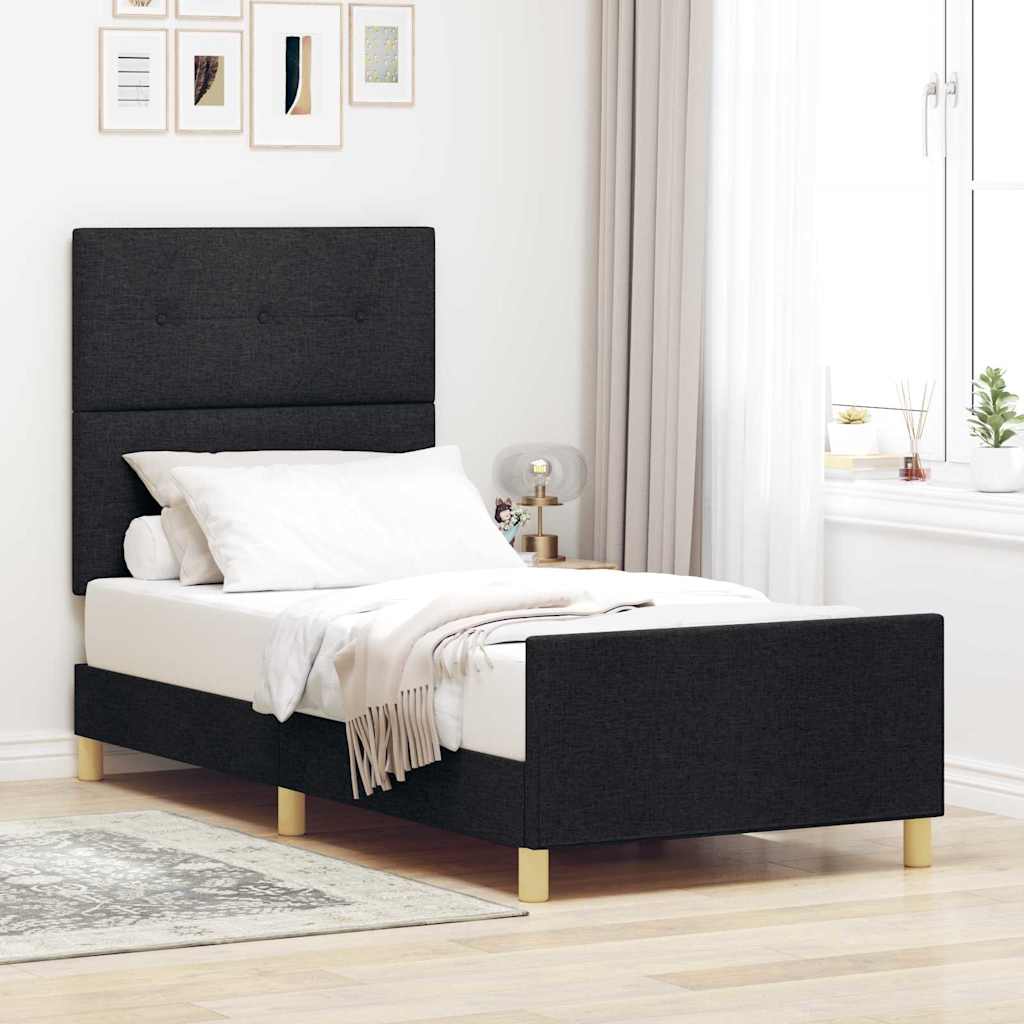 Bedframe met hoofdeinde Zwart 100 x 200 cm Stof