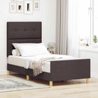 Bedframe met hoofdeinde 100x200 cm donkerbruin stof