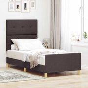 Bedframe met hoofdeinde 100x200 cm donkerbruin stof