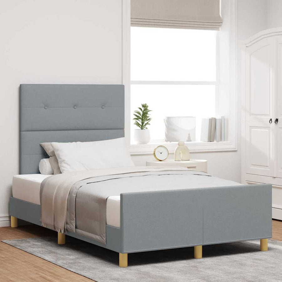 Bedframe met hoofdeinde Lichtgrijs 120 x 190 cm Stof