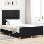 Bedframe zwart 120x190 cm stof met hoofdeinde