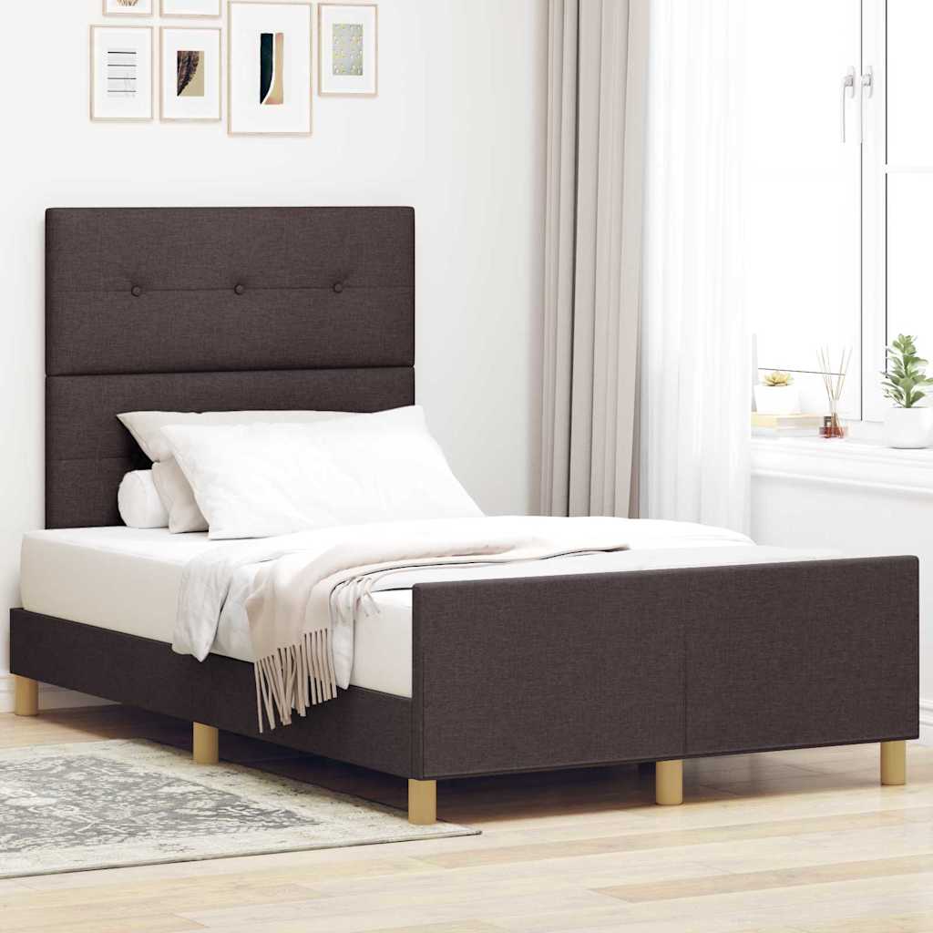 Bedframe met hoofdeinde Donkerbruin 120 x 190 cm Stof