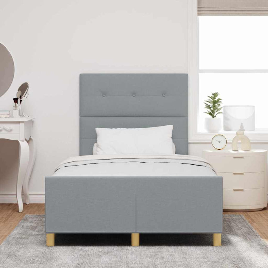Bedframe met hoofdeinde Lichtgrijs 120 x 200 cm Stof