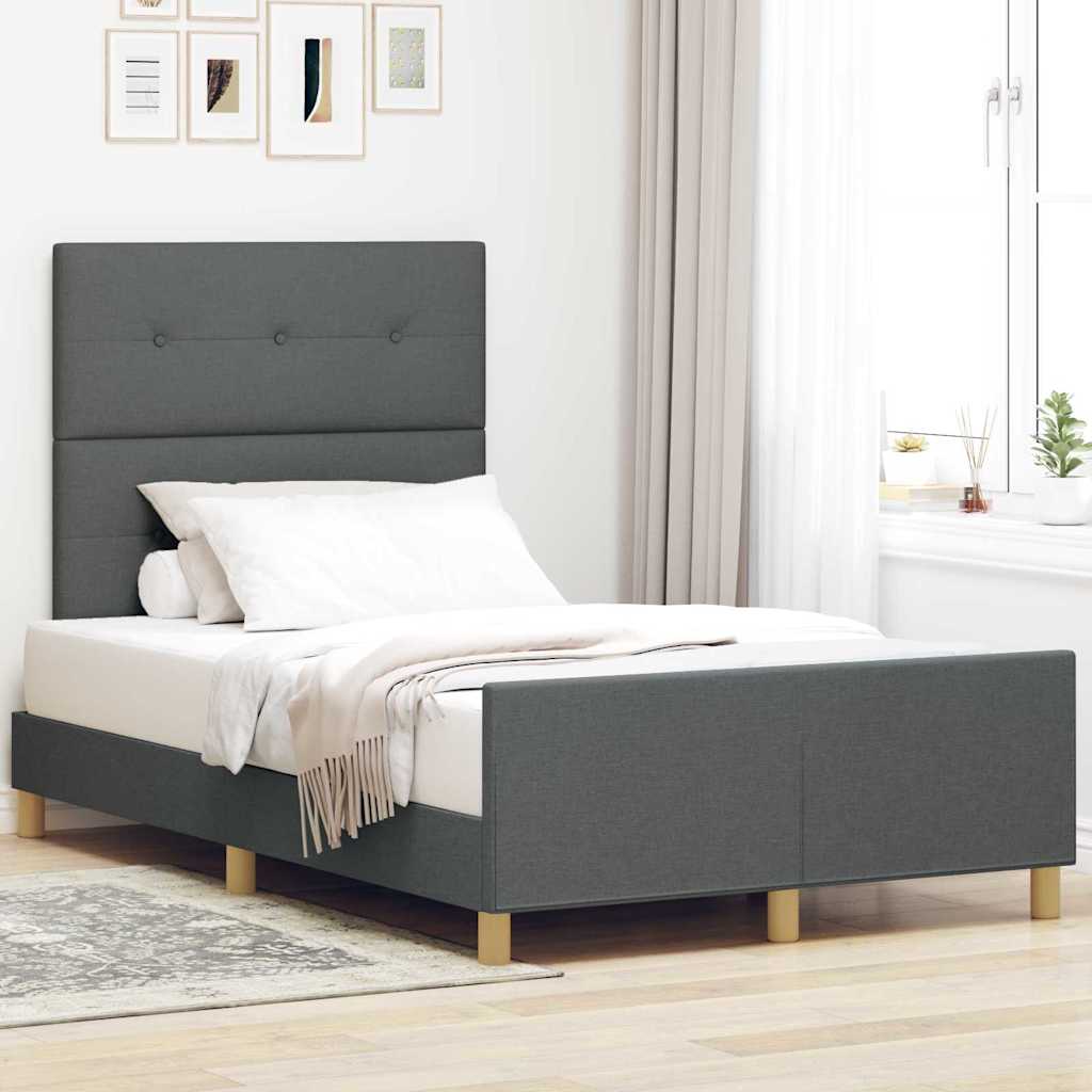 Bedframe met hoofdeinde Donkergrijs 120 x 200 cm Stof