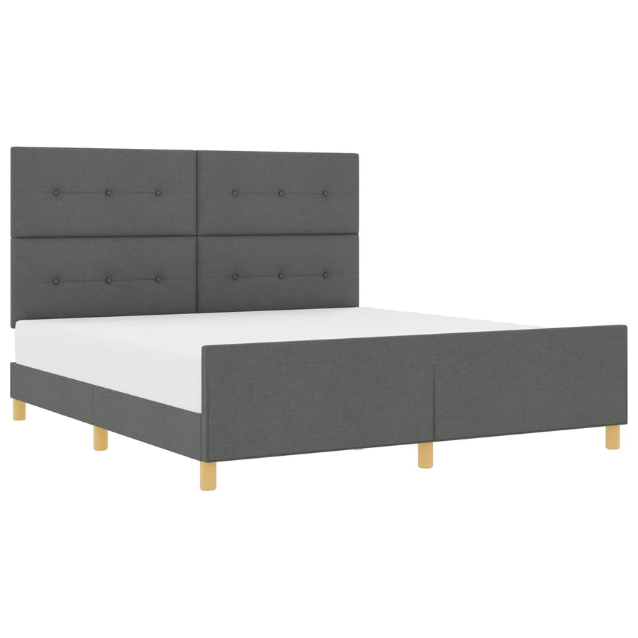 Bedframe met hoofdeinde Donkergrijs 180 x 200 cm Stof