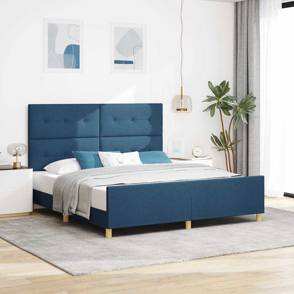 Bedframe met hoofdeinde Blauw 180 x 200 cm Stof