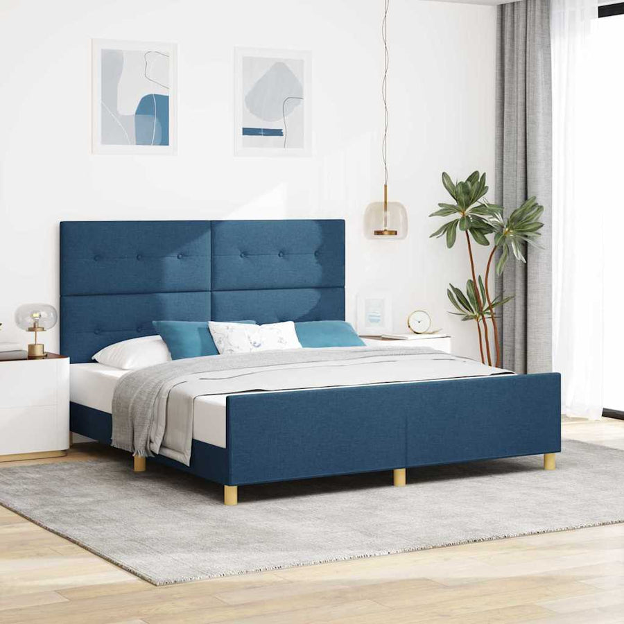 Bedframe met hoofdeinde Blauw 180 x 200 cm Stof