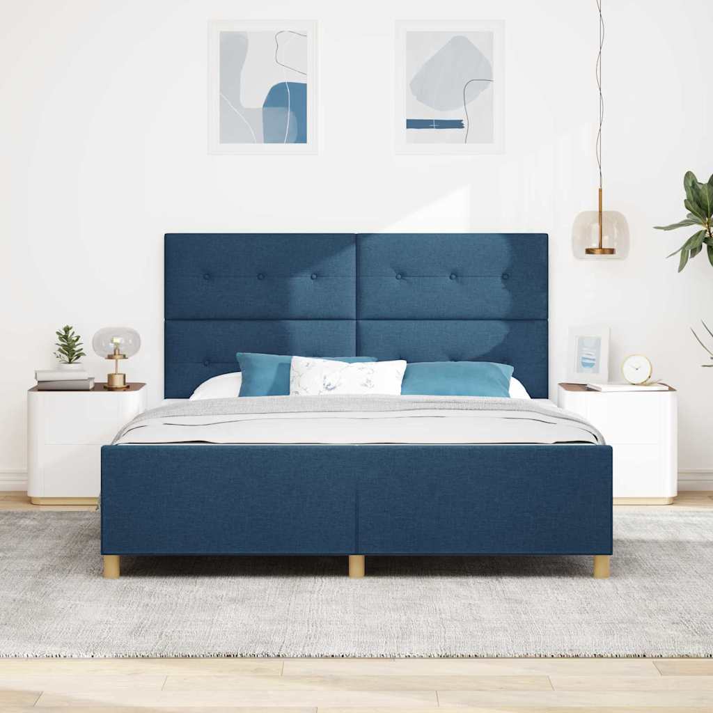 Bedframe met hoofdeinde Blauw 180 x 200 cm Stof