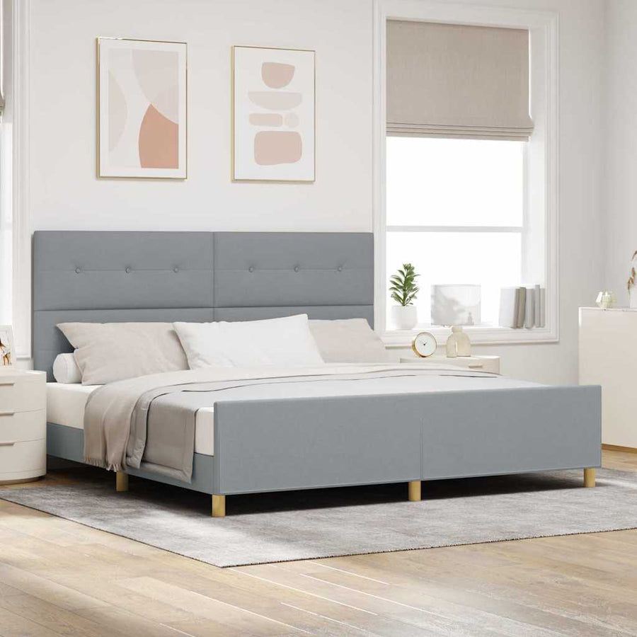Bedframe met hoofdeinde Lichtgrijs 200 x 200 cm Stof