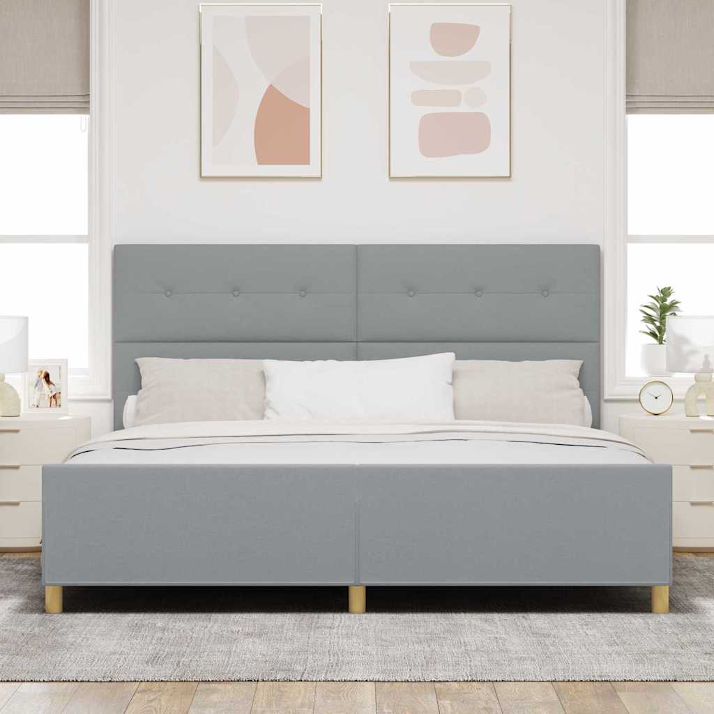 Bedframe met hoofdeinde Lichtgrijs 200 x 200 cm Stof