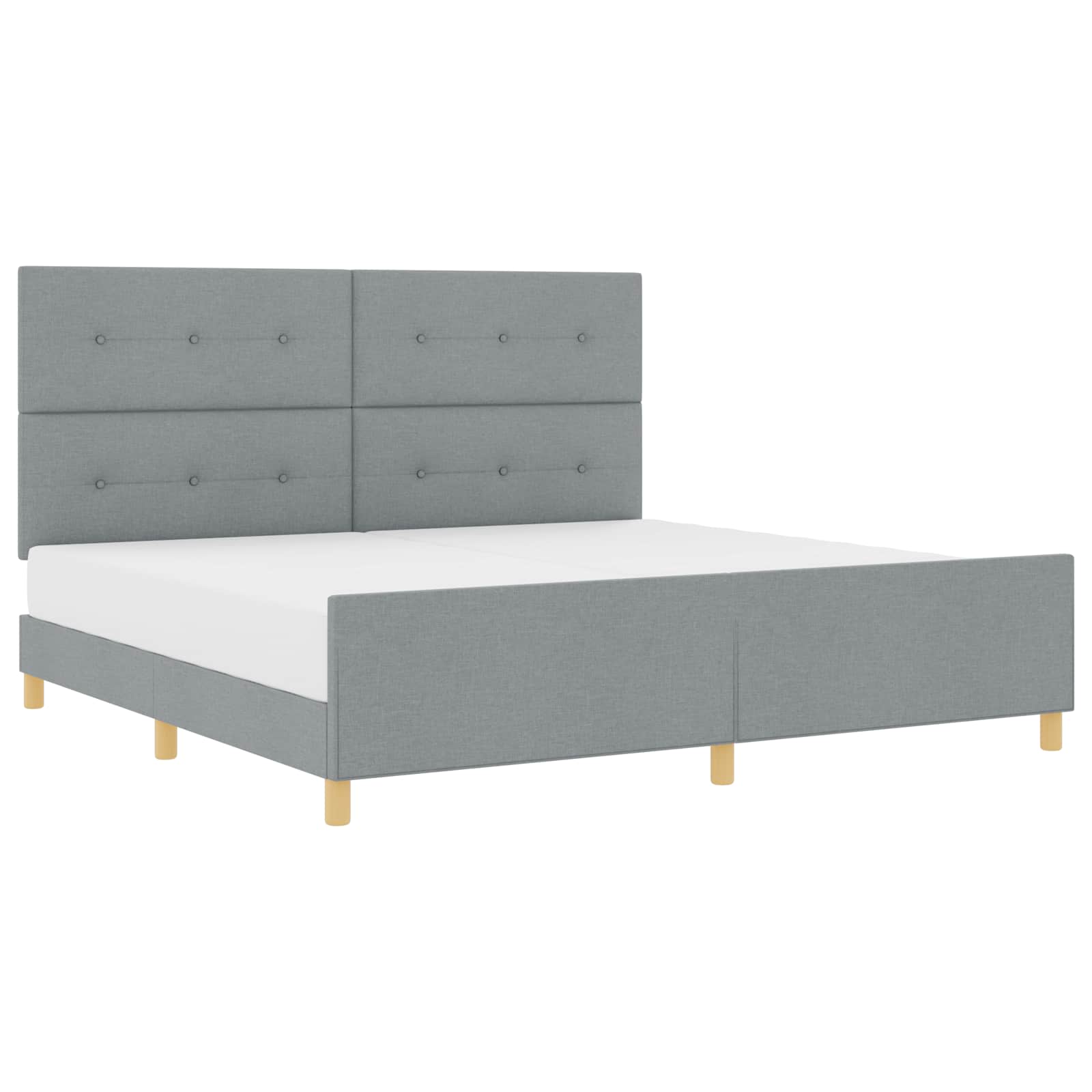 Bedframe met hoofdeinde Lichtgrijs 200 x 200 cm Stof