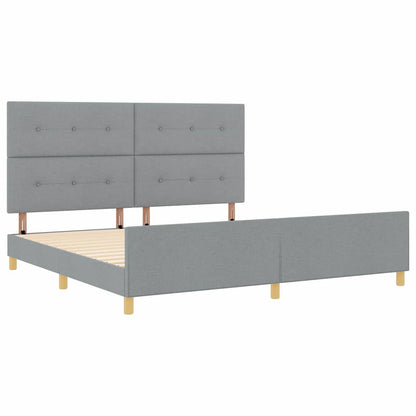 Bedframe met hoofdeinde Lichtgrijs 200 x 200 cm Stof