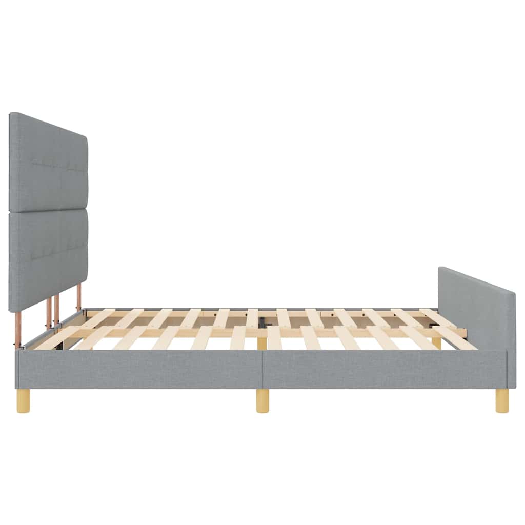 Bedframe met hoofdeinde Lichtgrijs 200 x 200 cm Stof