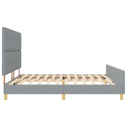Bedframe met hoofdeinde Lichtgrijs 200 x 200 cm Stof