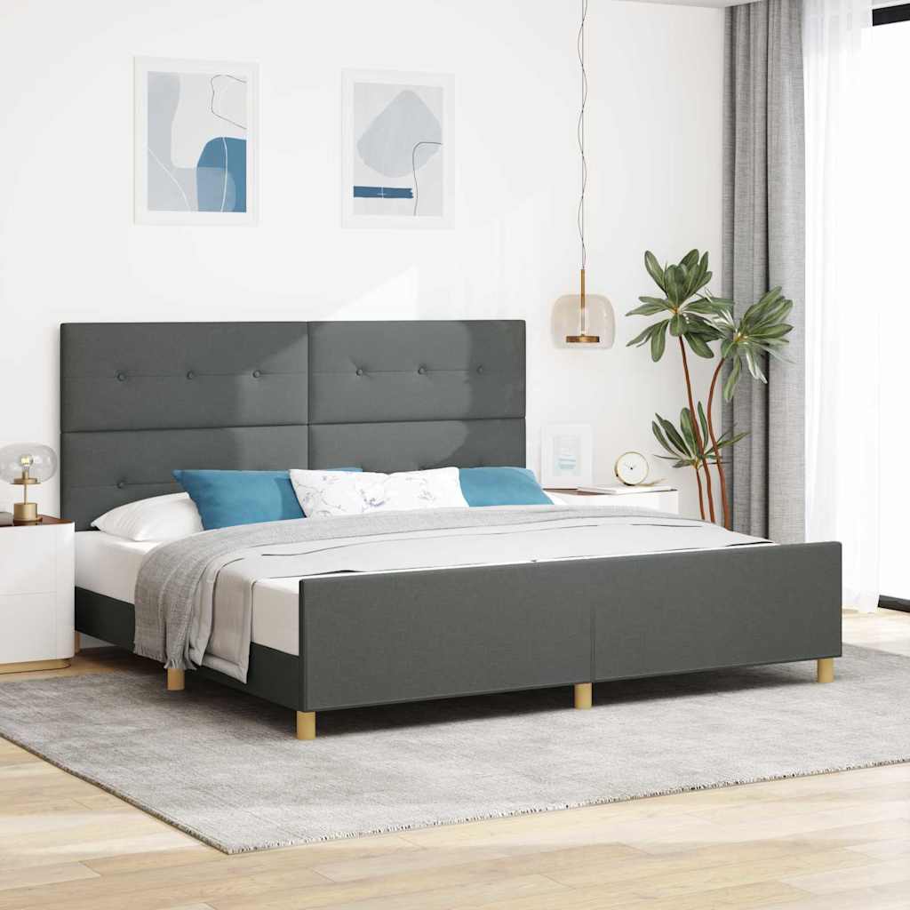 Bedframe met hoofdeinde Donkergrijs 200 x 200 cm Stof