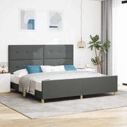 Bedframe 200x200 cm donkergrijs stof