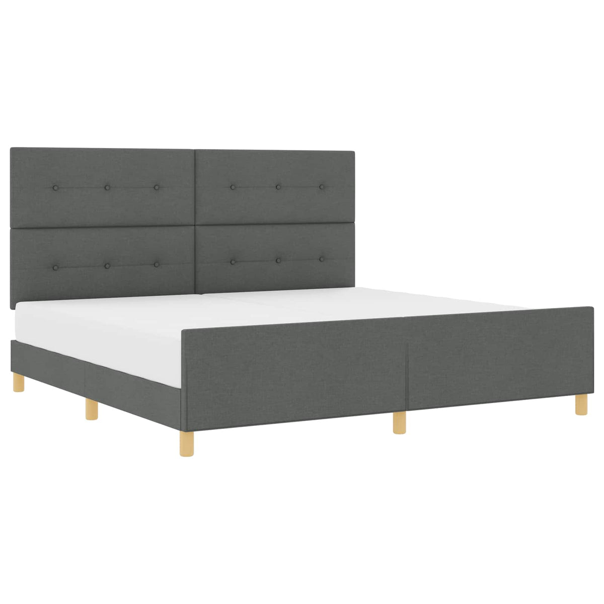 Bedframe met hoofdeinde Donkergrijs 200 x 200 cm Stof