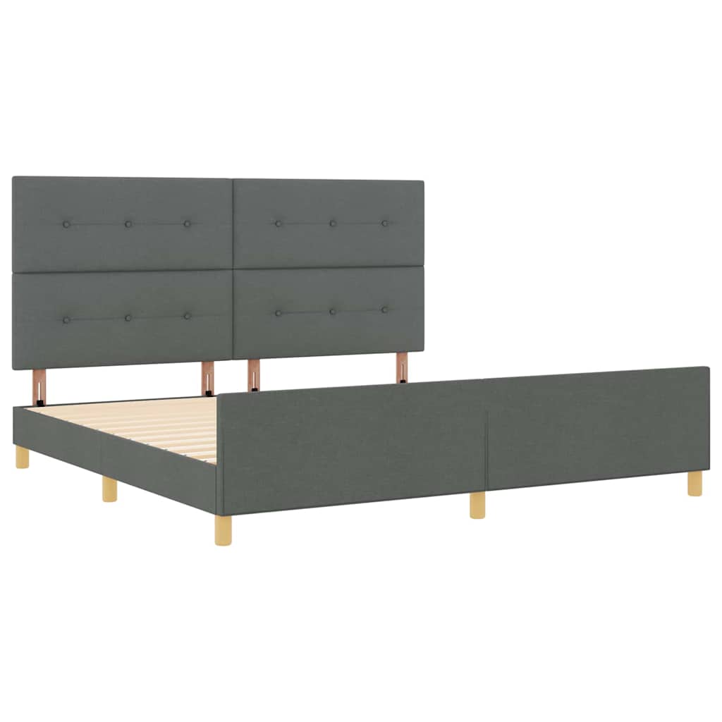Bedframe met hoofdeinde Donkergrijs 200 x 200 cm Stof