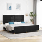 Bedframe 200x200 cm zwart stof met hoofdeinde
