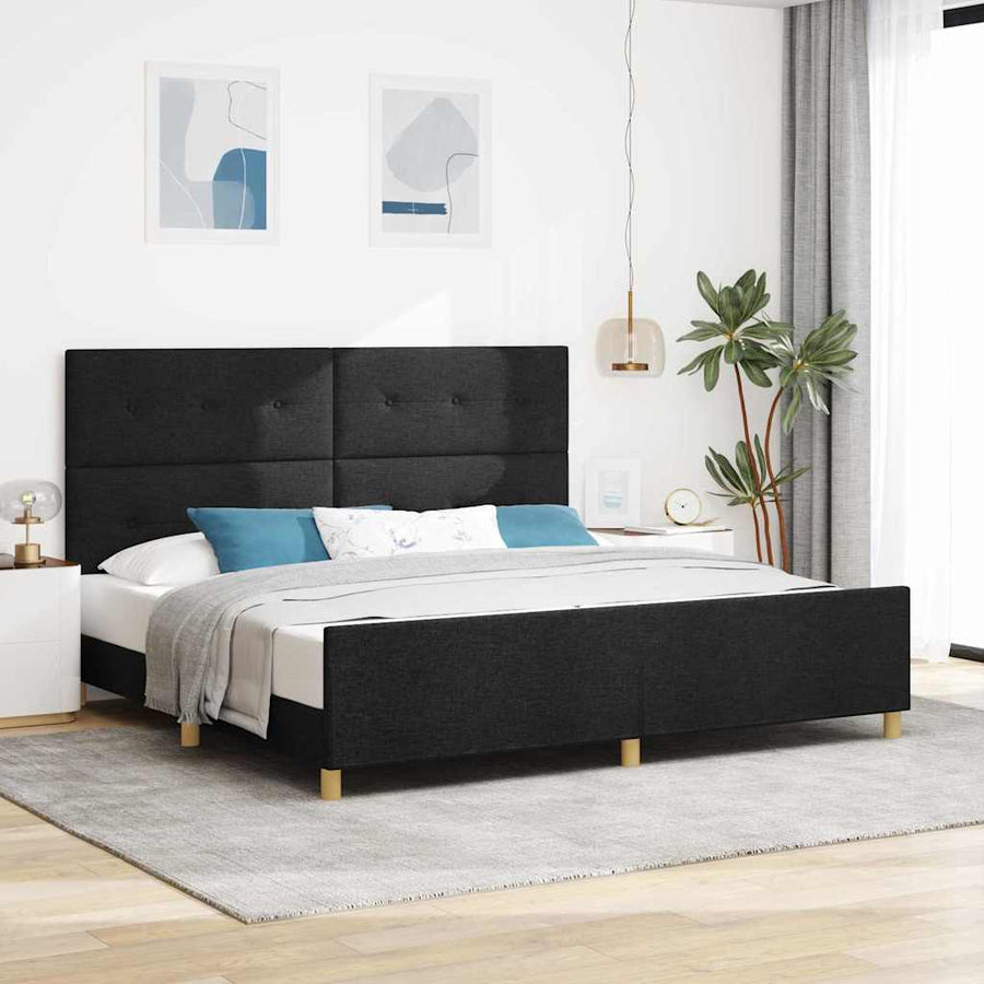 Bedframe met hoofdeinde Zwart 200 x 200 cm Stof