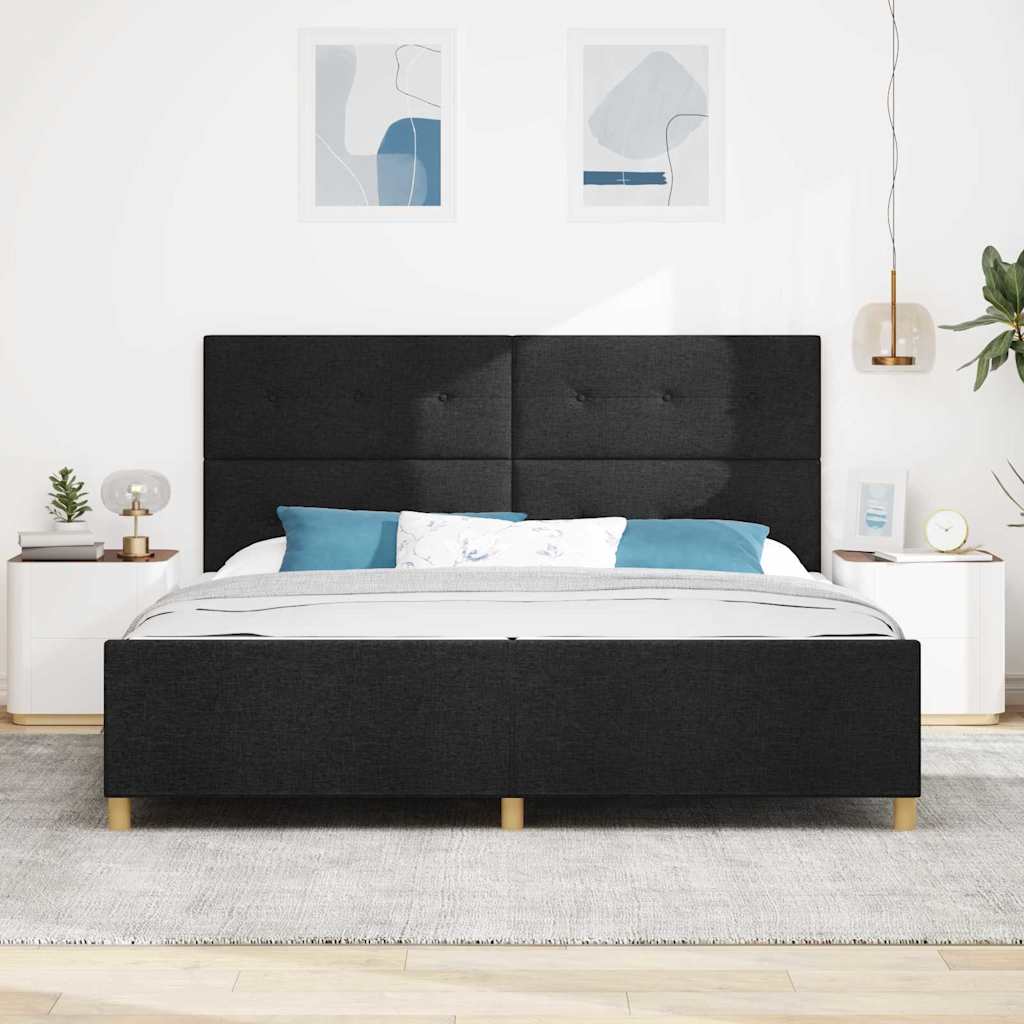 Bedframe met hoofdeinde Zwart 200 x 200 cm Stof