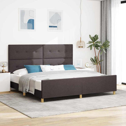 Bedframe met hoofdeinde Donkerbruin 200 x 200 cm Stof
