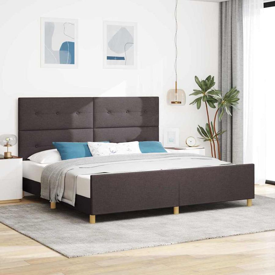Bedframe met hoofdeinde Donkerbruin 200 x 200 cm Stof