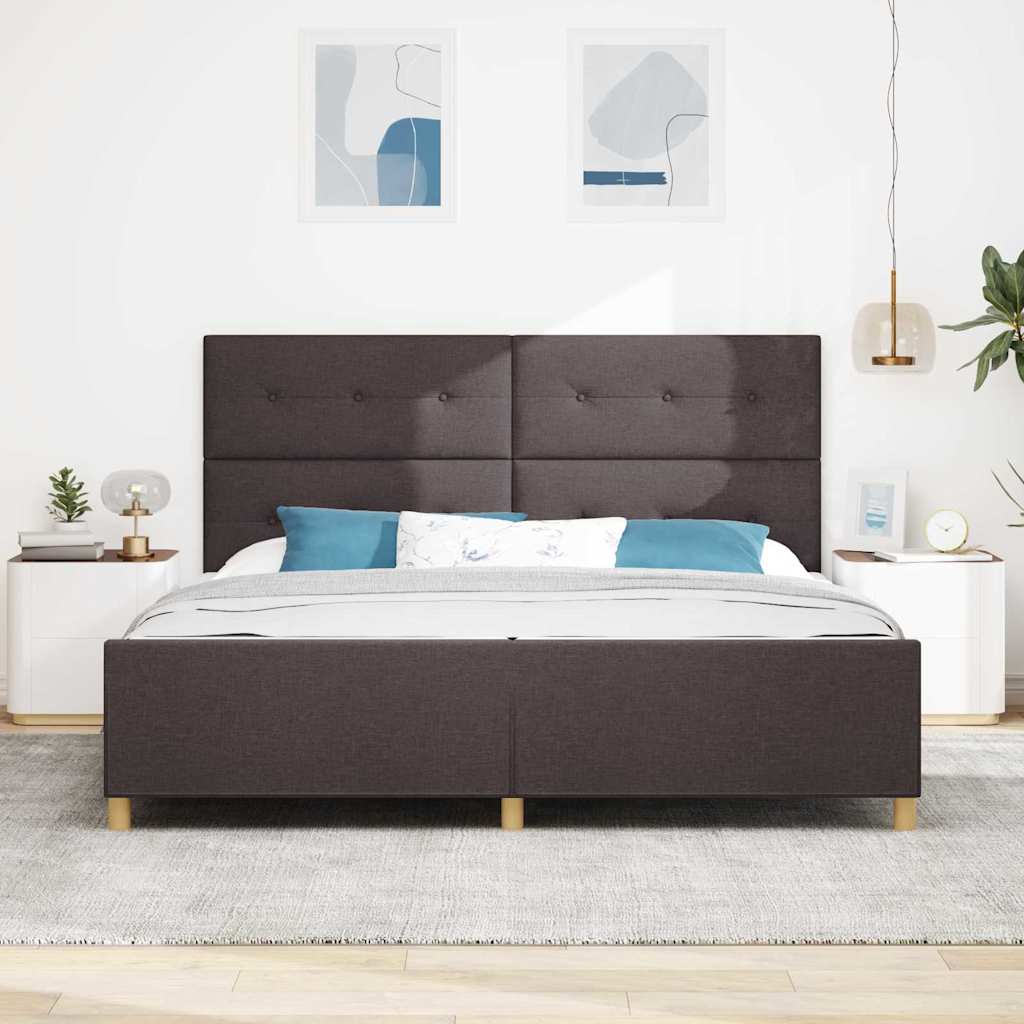 Bedframe met hoofdeinde Donkerbruin 200 x 200 cm Stof