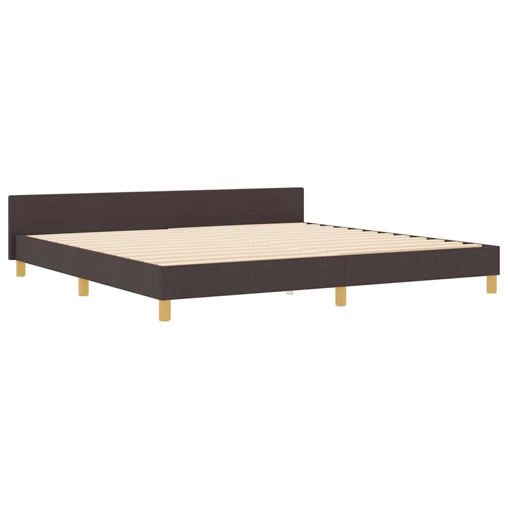 Bedframe met hoofdeinde Donkerbruin 200 x 200 cm Stof