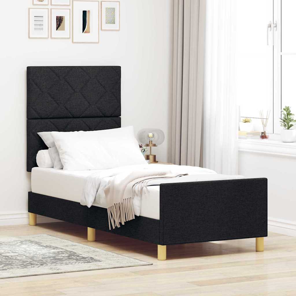 Bedframe met hoofdeinde Zwart 80 x 200 cm Stof