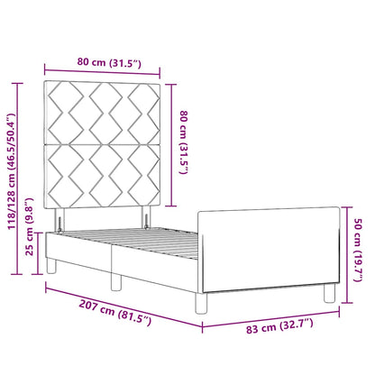 Bedframe met hoofdeinde Donkerbruin 80 x 200 cm Stof