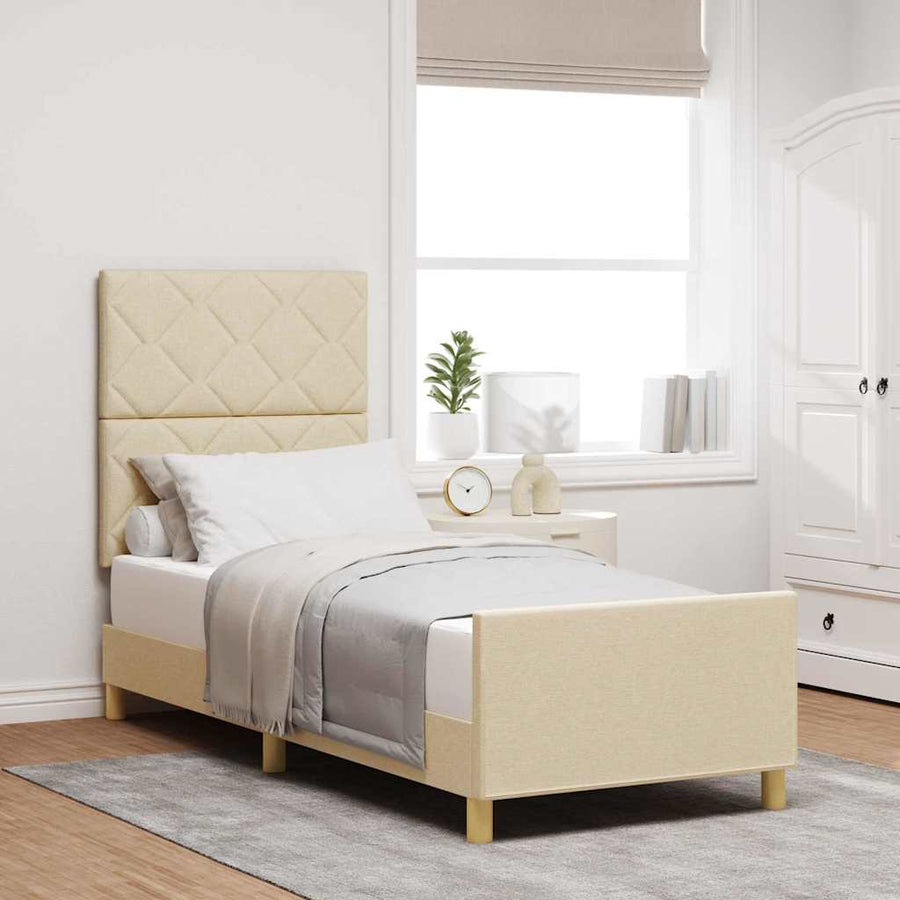 Bedframe met hoofdeinde Crème 80 x 200 cm Stof