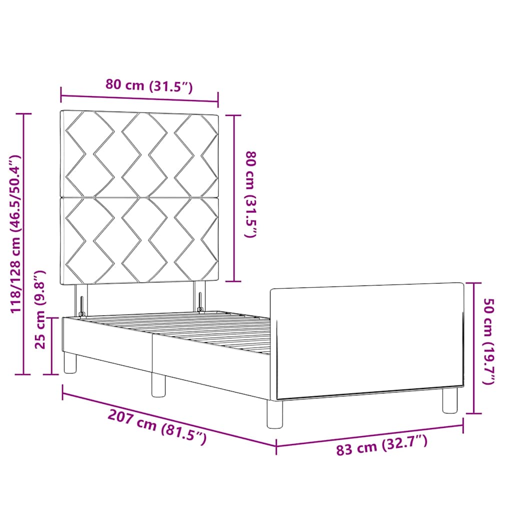 Bedframe met hoofdeinde Blauw 80 x 200 cm Stof