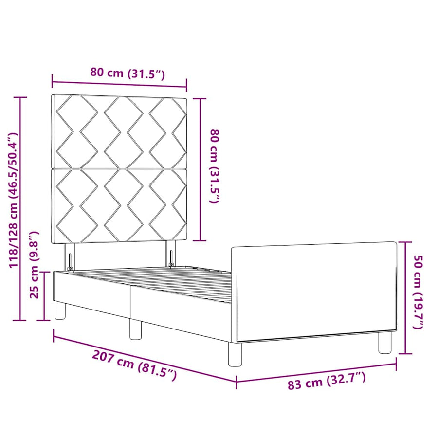 Bedframe met hoofdeinde Blauw 80 x 200 cm Stof
