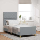 Bedframe lichtgrijs 90 x 190 cm stof hoofdeinde